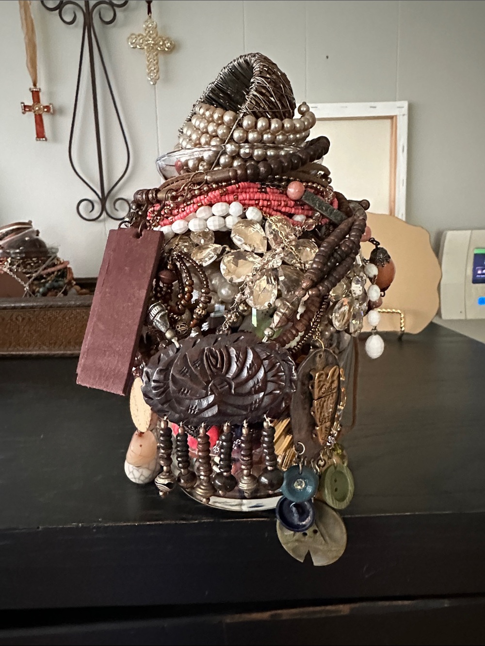 BOHO Mystery Jewelry Jar in beautiful browns and earthy colors.